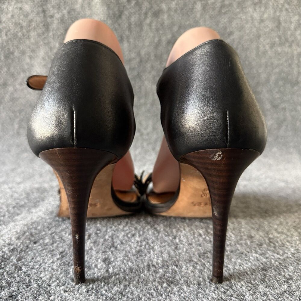 Coach Isabella Black Feather Studded Ankle Strap Strappy Leather Heel 10B - Picture 5 of 13